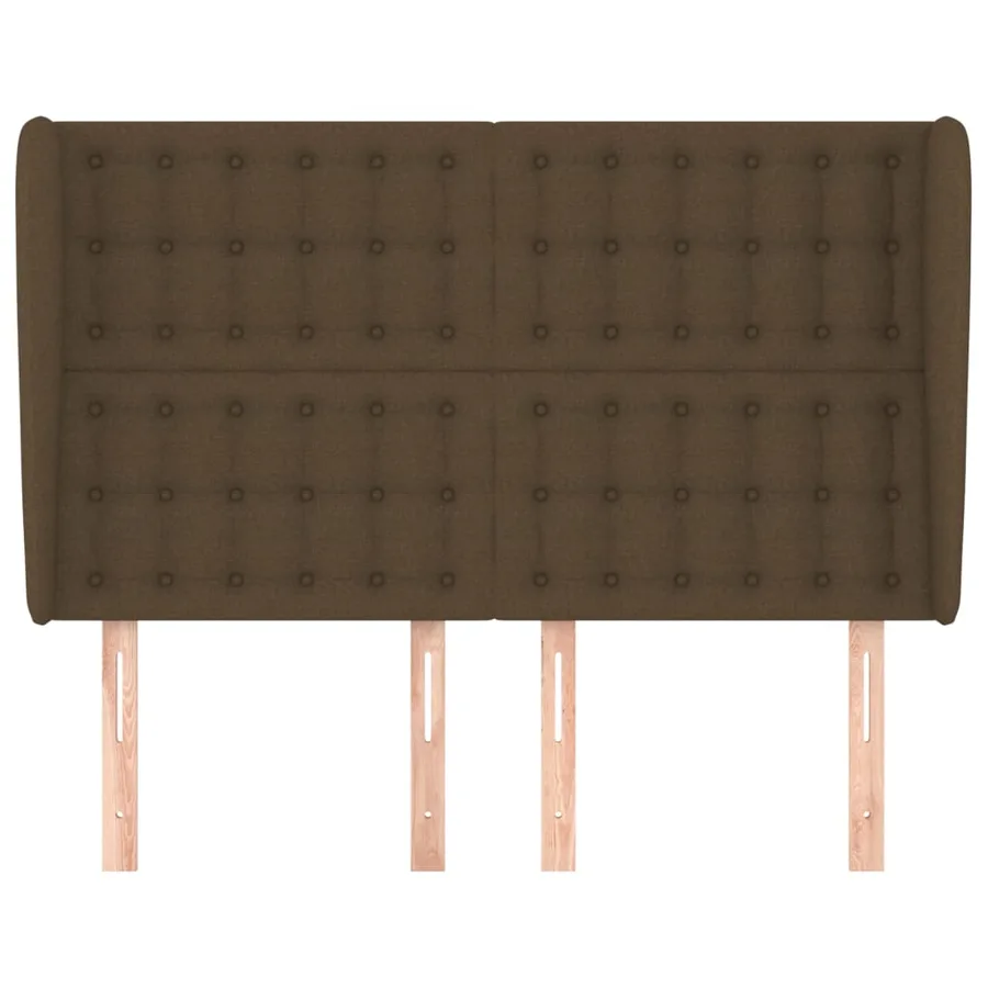 Tête de lit avec oreilles Marron foncé 147x23x118/128 cm Tissu - 3