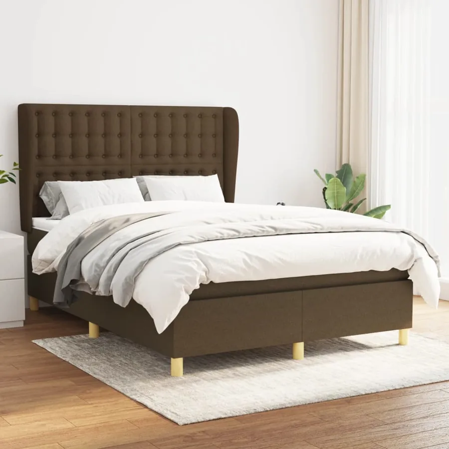 Sommier à lattes de lit avec matelas Marron foncé 140x200 cm