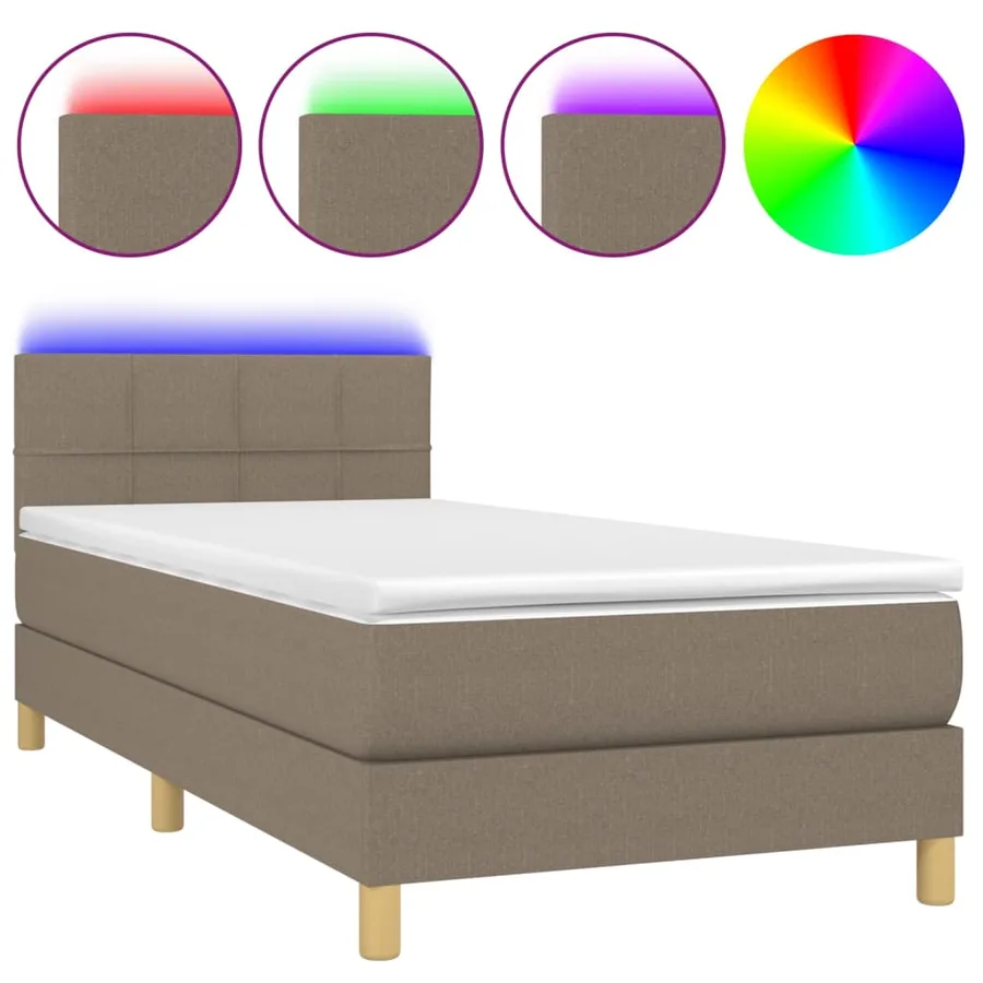 Sommier à lattes de lit avec matelas LED Taupe 80x200 cm Tissu - 2