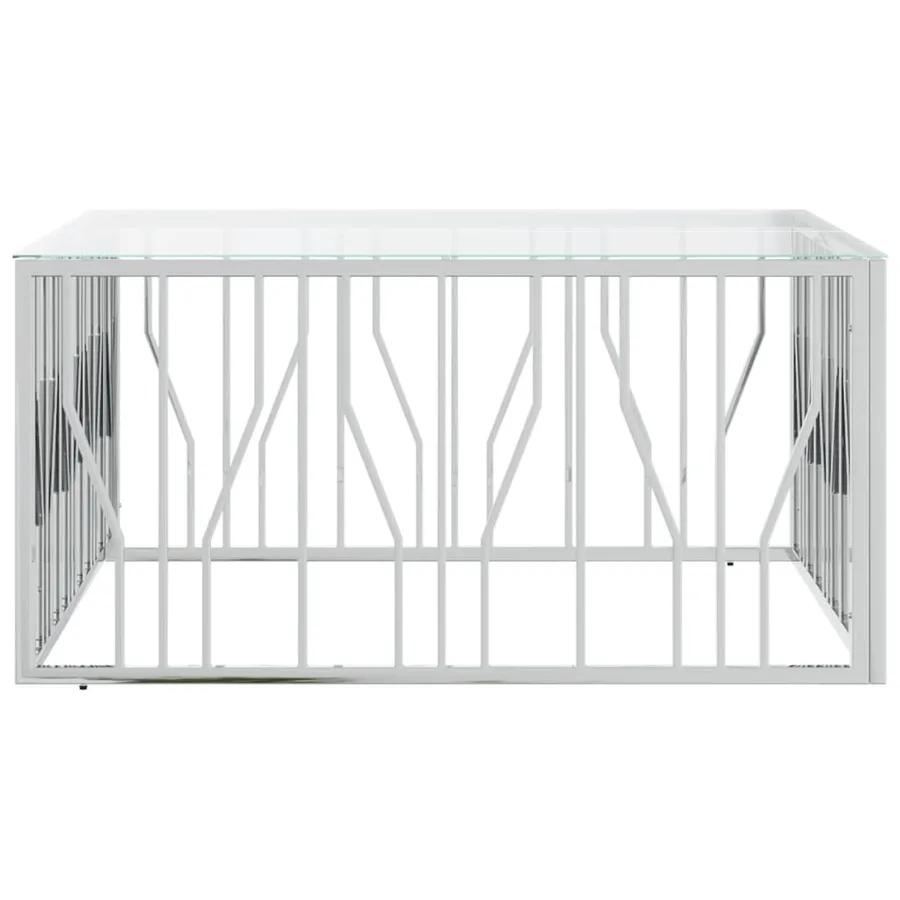 Table basse 100x100x50 cm acier inoxydable et verre - 3