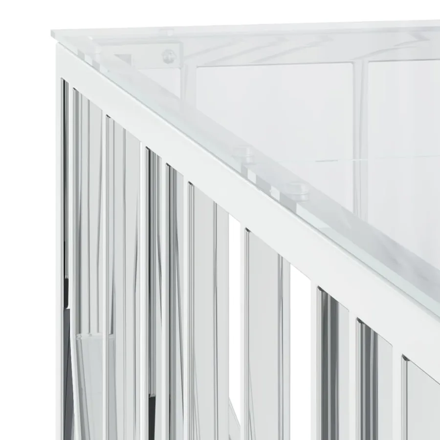 Table basse 100x100x50 cm acier inoxydable et verre - 5