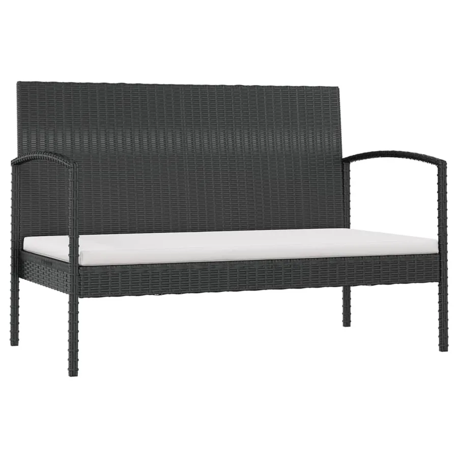 Salon de jardin 8 pcs avec coussins résine tressée noir - 3