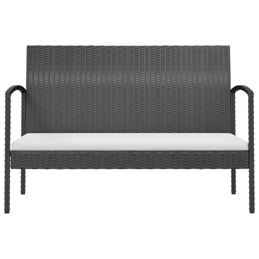 Salon de jardin 8 pcs avec coussins résine tressée noir - 4