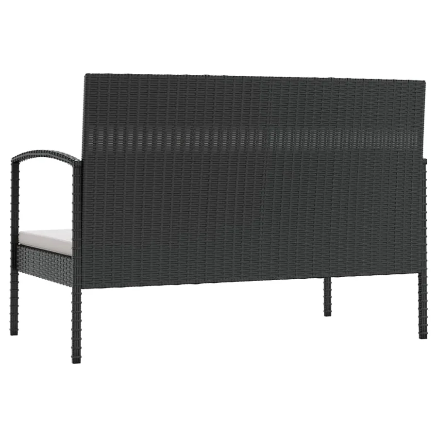 Salon de jardin 8 pcs avec coussins résine tressée noir - 5