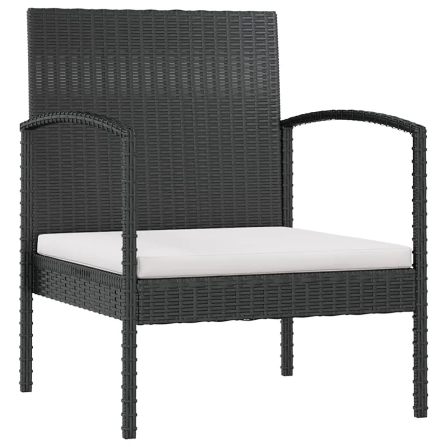 Salon de jardin 8 pcs avec coussins résine tressée noir - 6