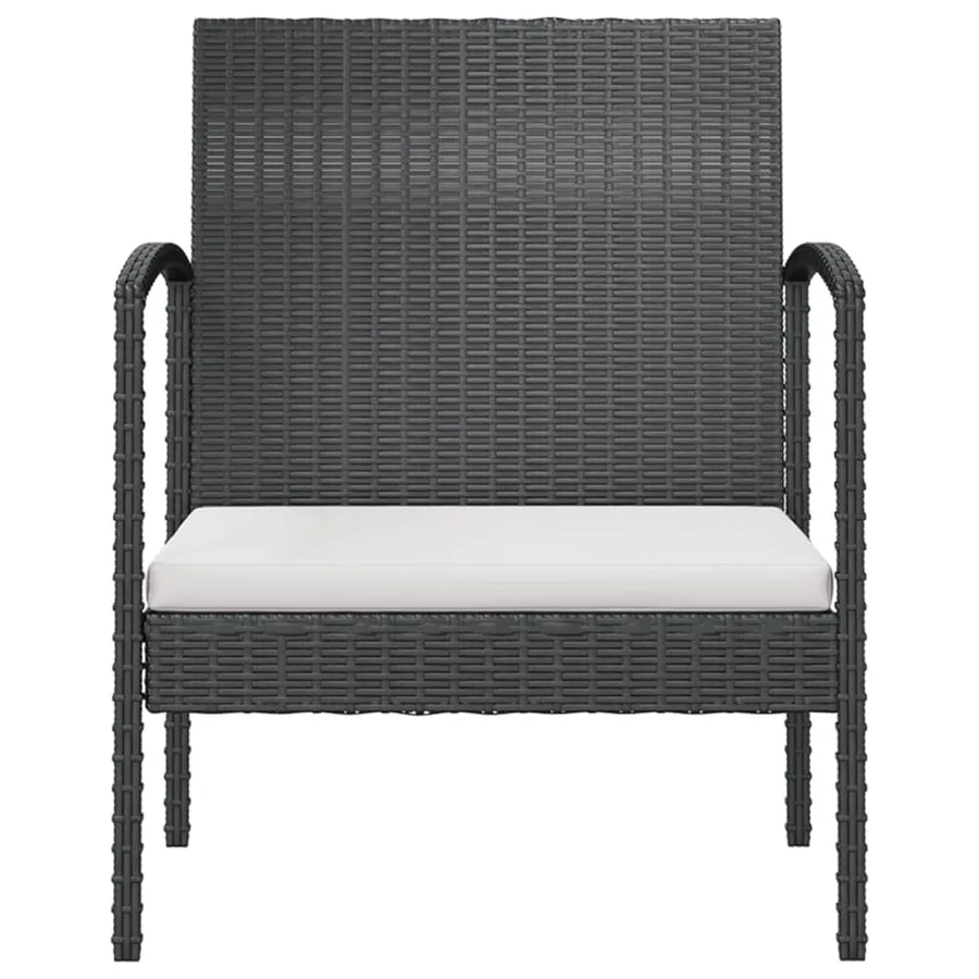 Salon de jardin 8 pcs avec coussins résine tressée noir - 7