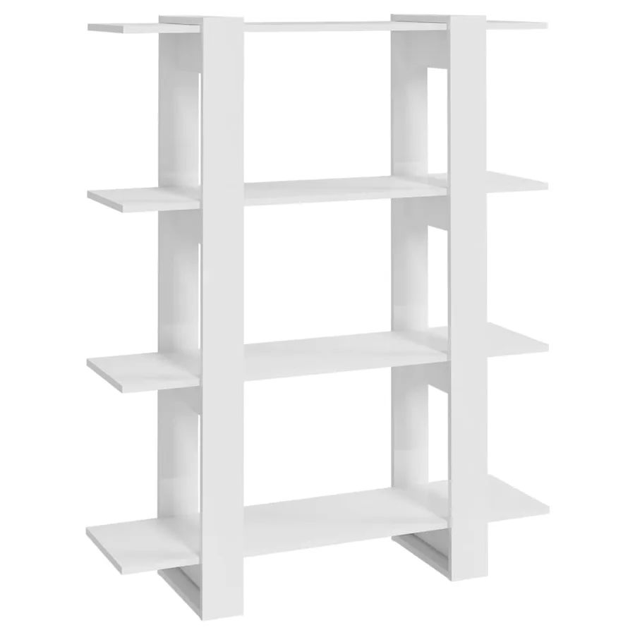 Bibliothèque/Séparateur de pièce Blanc brillant 100x30x123,5 cm - 2
