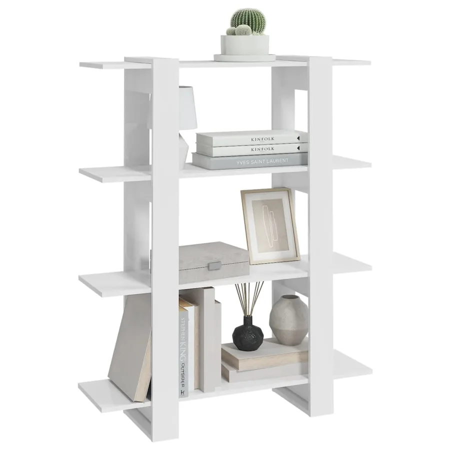 Bibliothèque/Séparateur de pièce Blanc brillant 100x30x123,5 cm - 5