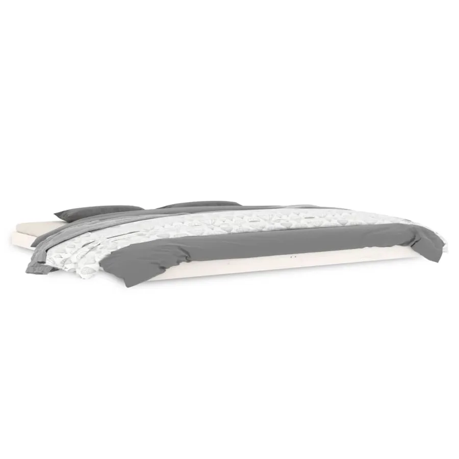 Cadre de lit sans matelas blanc 200x200 cm bois massif de pin - 2