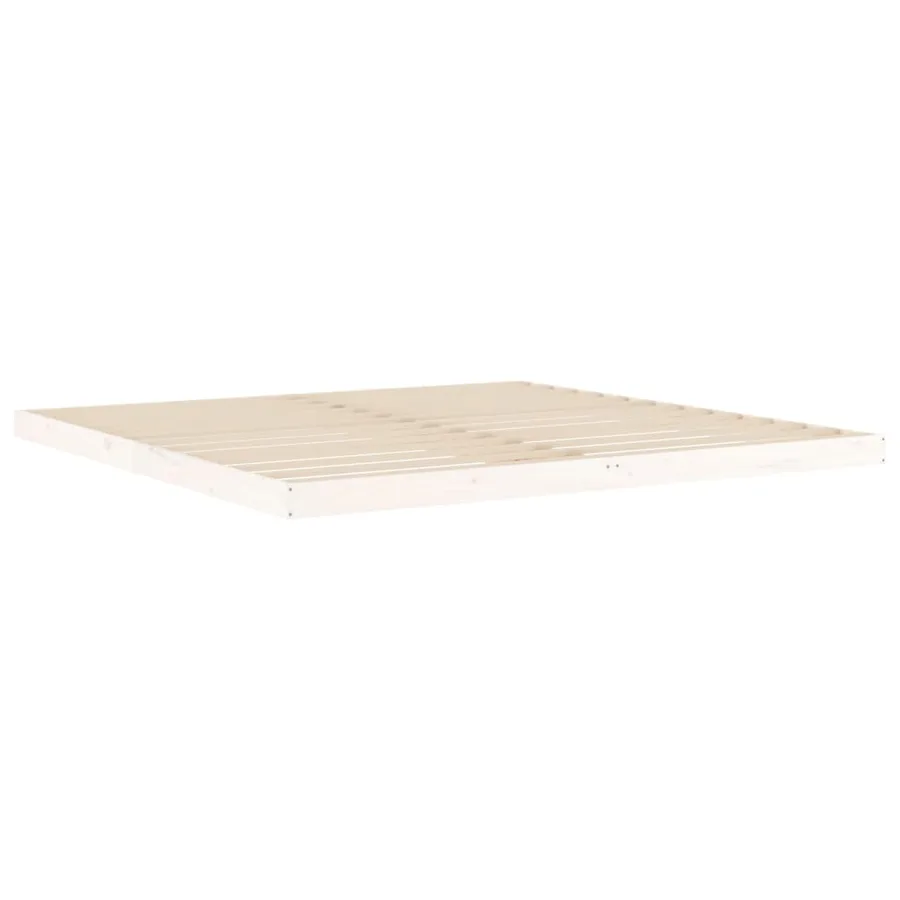 Cadre de lit sans matelas blanc 200x200 cm bois massif de pin - 4