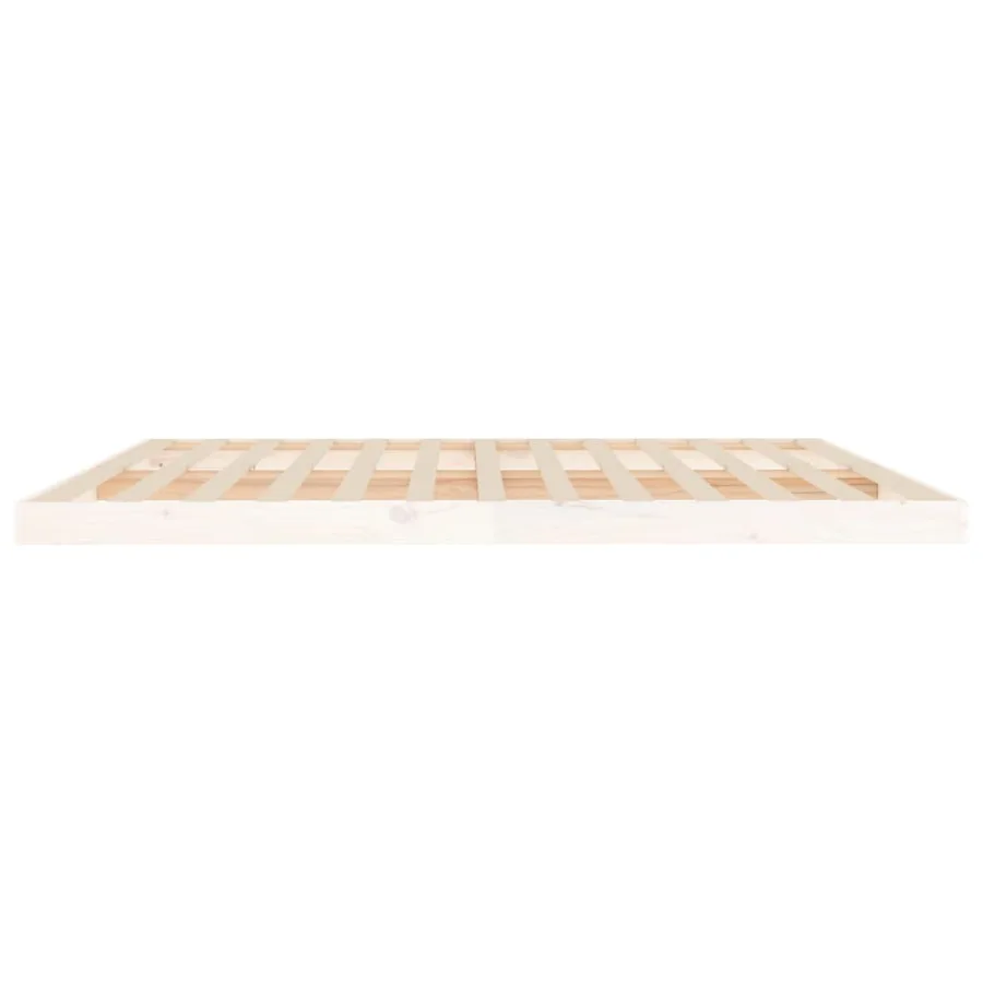 Cadre de lit sans matelas blanc 200x200 cm bois massif de pin - 6
