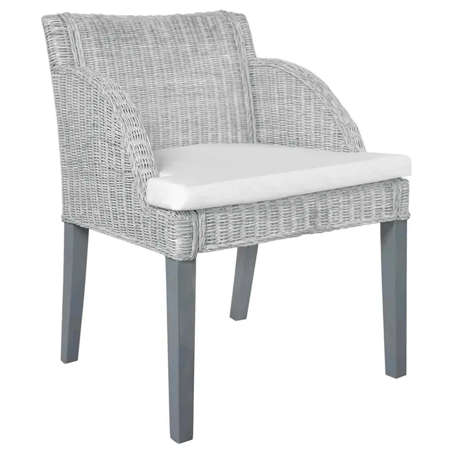 Chaises à manger avec coussins lot de 2 gris rotin naturel - 2