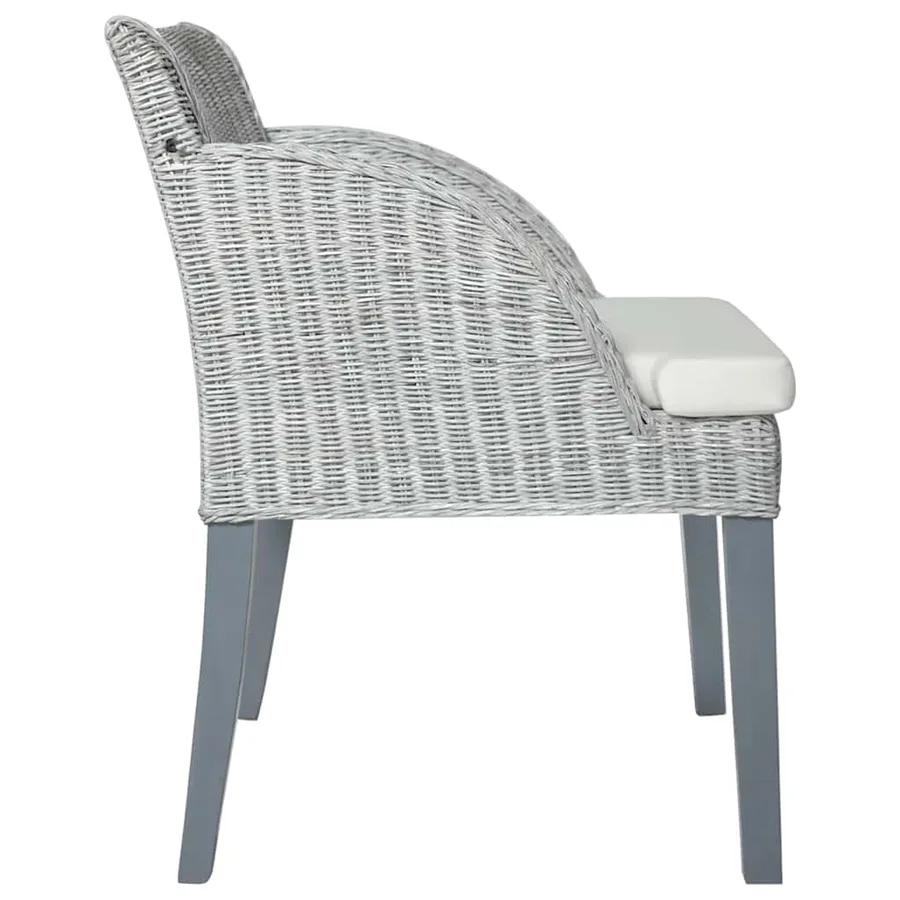 Chaises à manger avec coussins lot de 2 gris rotin naturel - 4