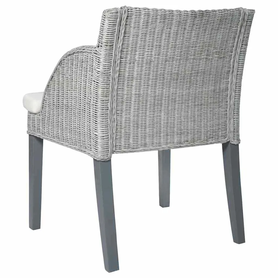 Chaises à manger avec coussins lot de 2 gris rotin naturel - 5
