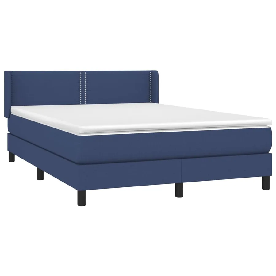 Sommier à lattes de lit avec matelas Bleu 140x190 cm Tissu - 3