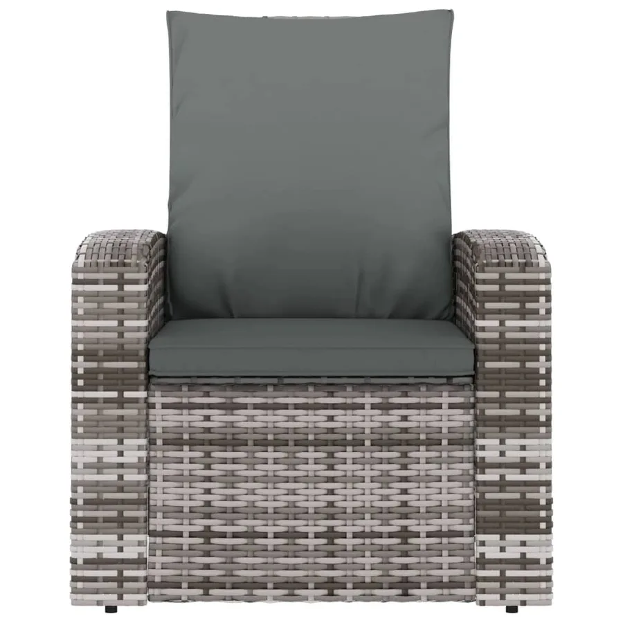 Fauteuil inclinable de jardin avec coussins gris résine tressée - 3