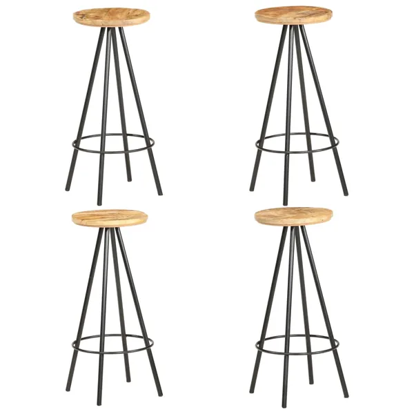 Tabourets de bar lot de 4 bois de manguier brut