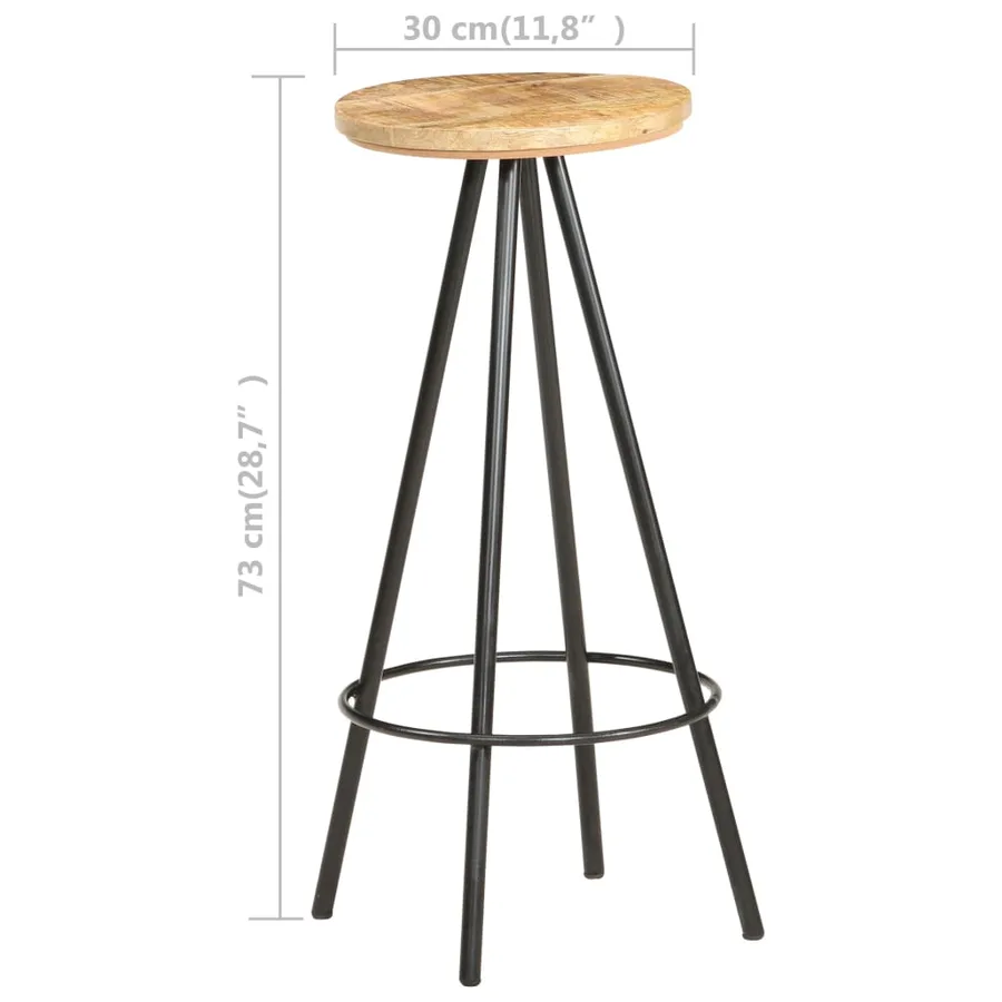 Tabourets de bar lot de 4 bois de manguier brut - 5