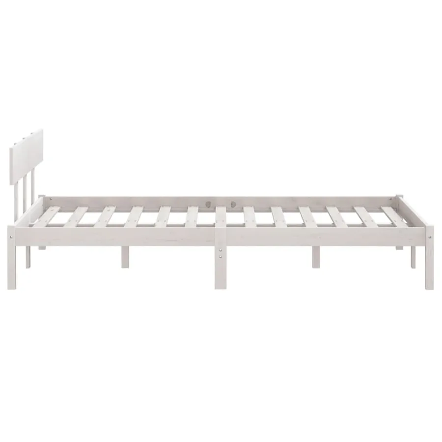 Cadre de lit sans matelas blanc bois de pin massif - 5