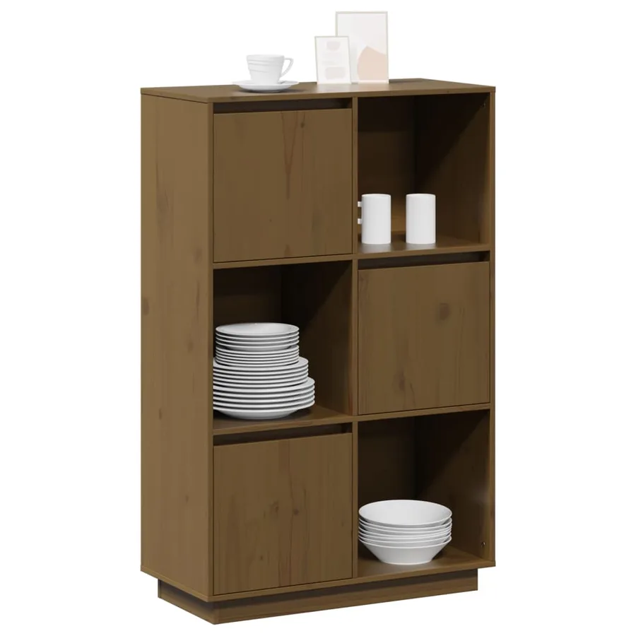 Buffet Marron miel 74x35x117 cm Bois massif de pin - 4
