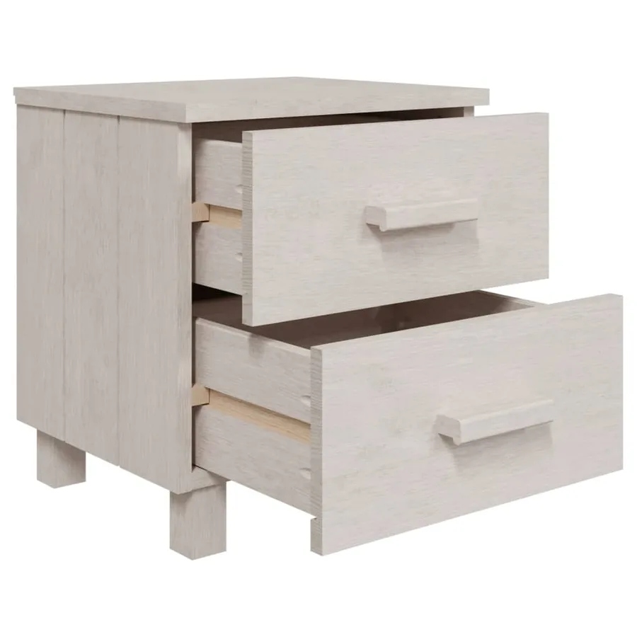 Tables de chevet HAMAR 2 pcs Blanc 40x35x44,5 cm Bois massif - 6