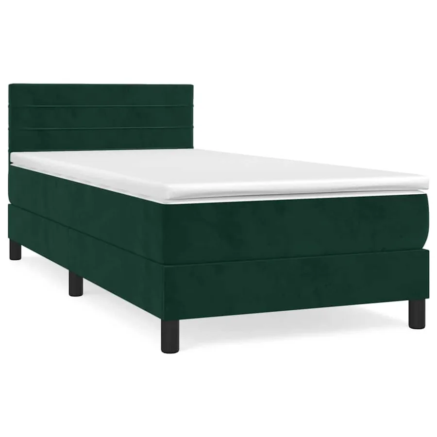 Sommier à lattes de lit avec matelas Vert foncé 90x200 cm - 2