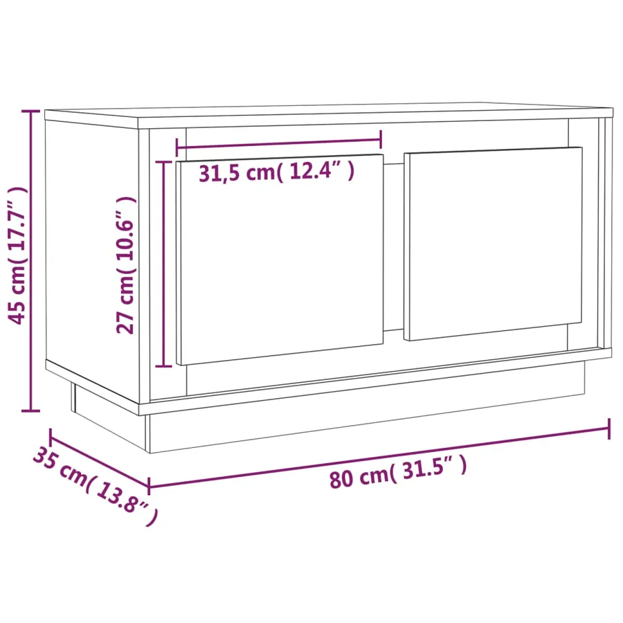 Meuble TV blanc 80x35x45 cm bois d'ingénierie - 10