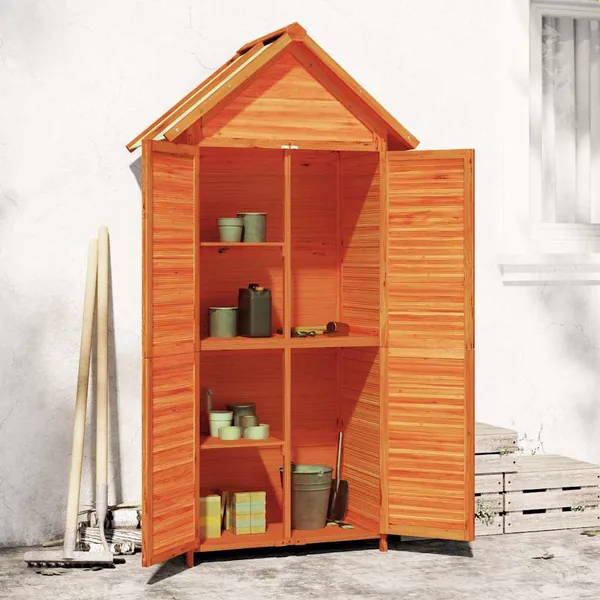 Abri à outils de jardin marron 89x52,5x175 cm bois massif pin