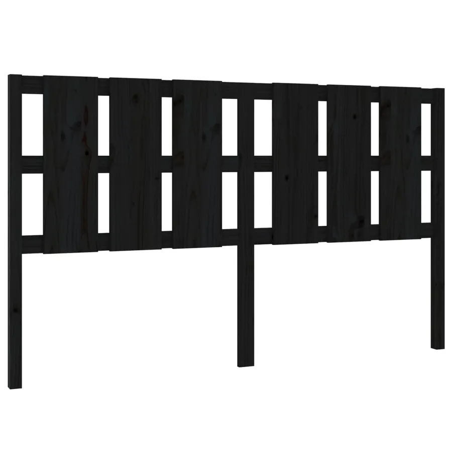 Tête de lit Noir 185,5x4x100 cm Bois massif de pin - 2