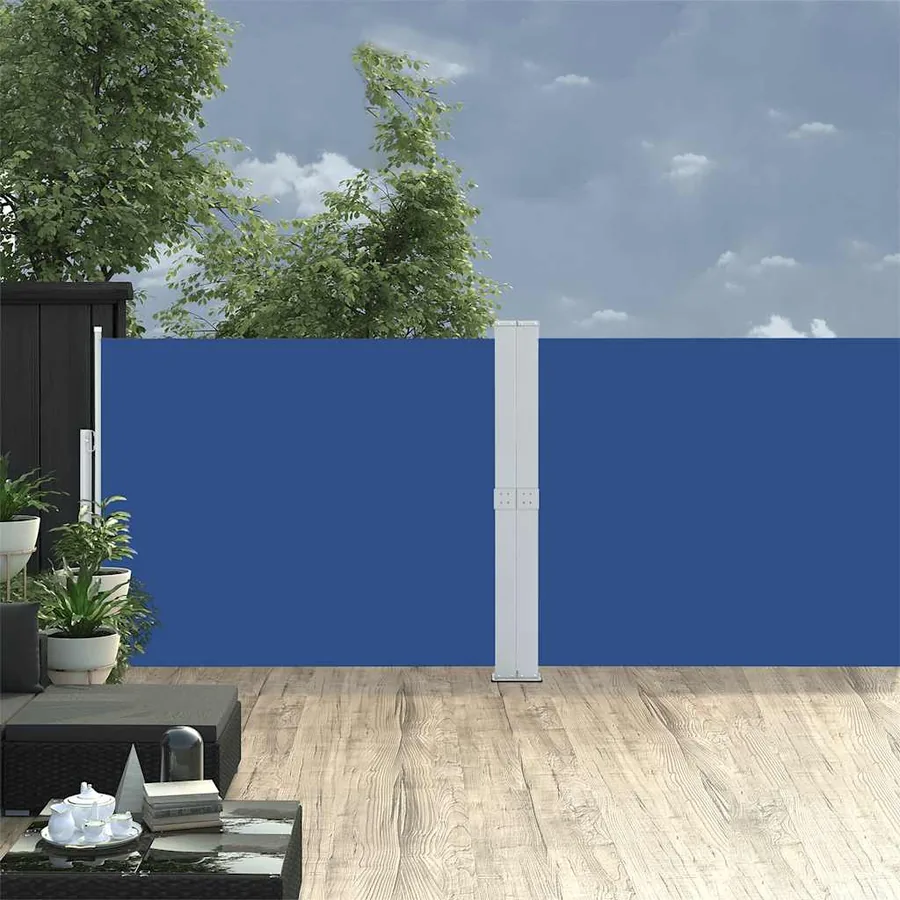 Auvent latéral rétractable de patio 140x1200 cm Bleu