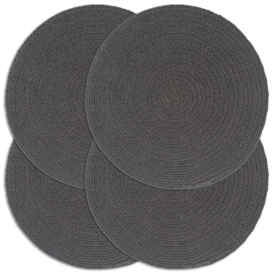 Napperons 4 pcs Gris foncé Plain 38 cm Rond Coton