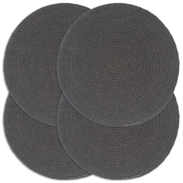 Napperons 4 pcs Gris foncé Plain 38 cm Rond Coton