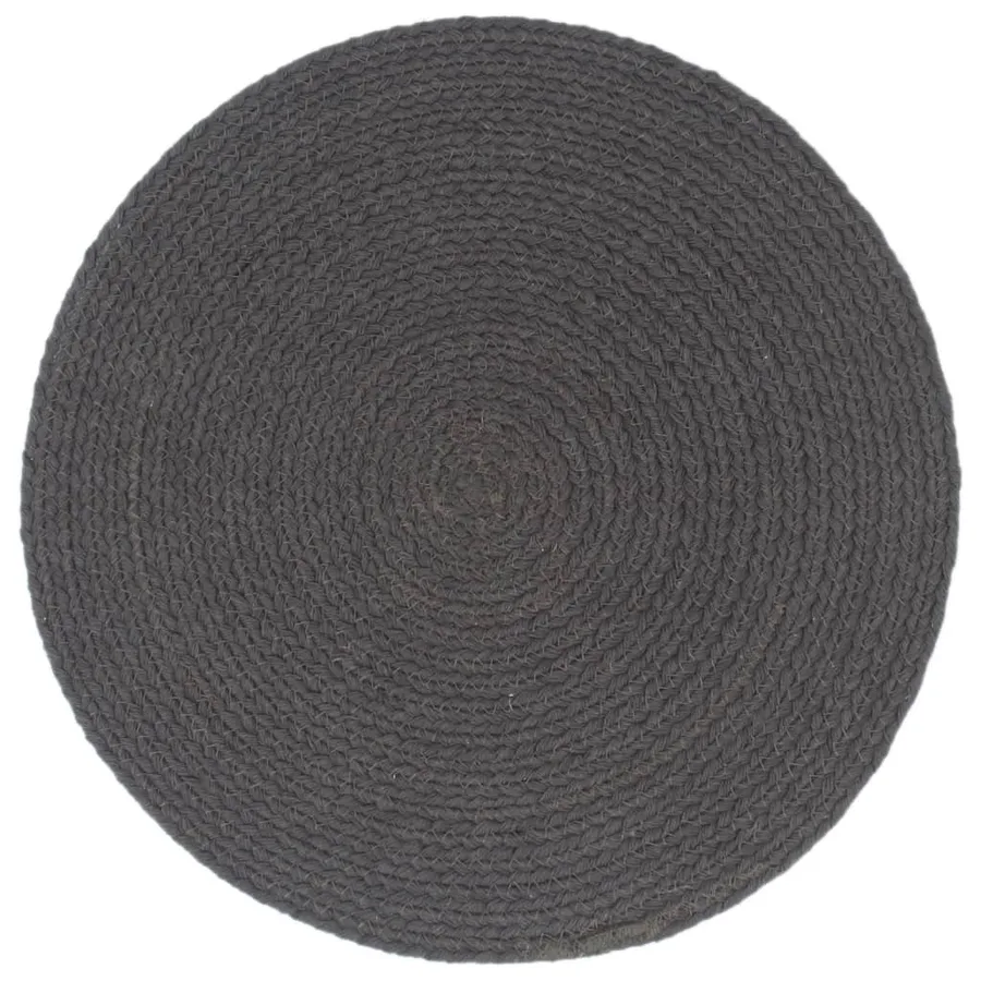 Napperons 4 pcs Gris foncé Plain 38 cm Rond Coton - 2