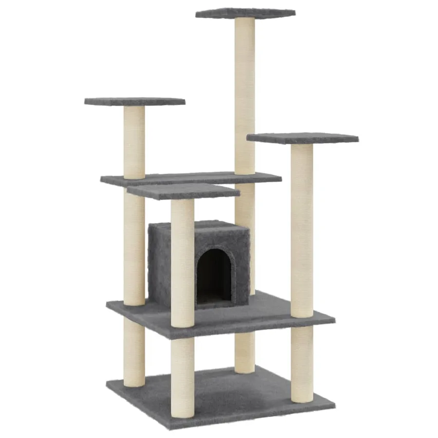 Arbre à chat avec griffoirs en sisal Gris foncé 110 cm - 2