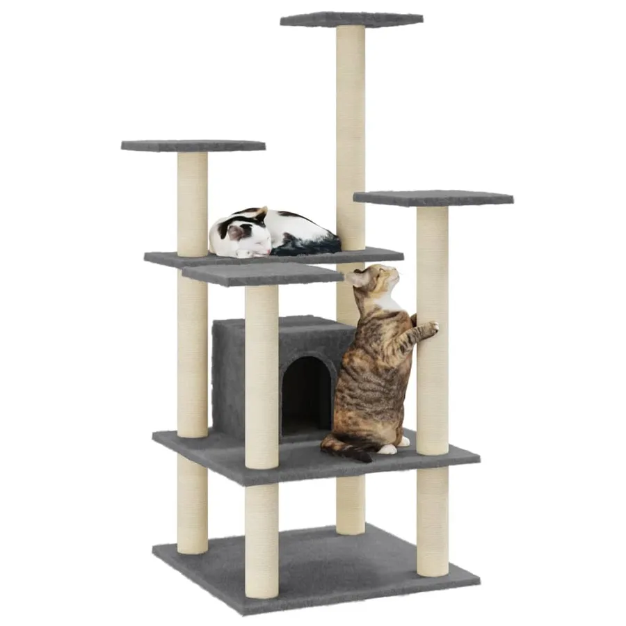 Arbre à chat avec griffoirs en sisal Gris foncé 110 cm - 3