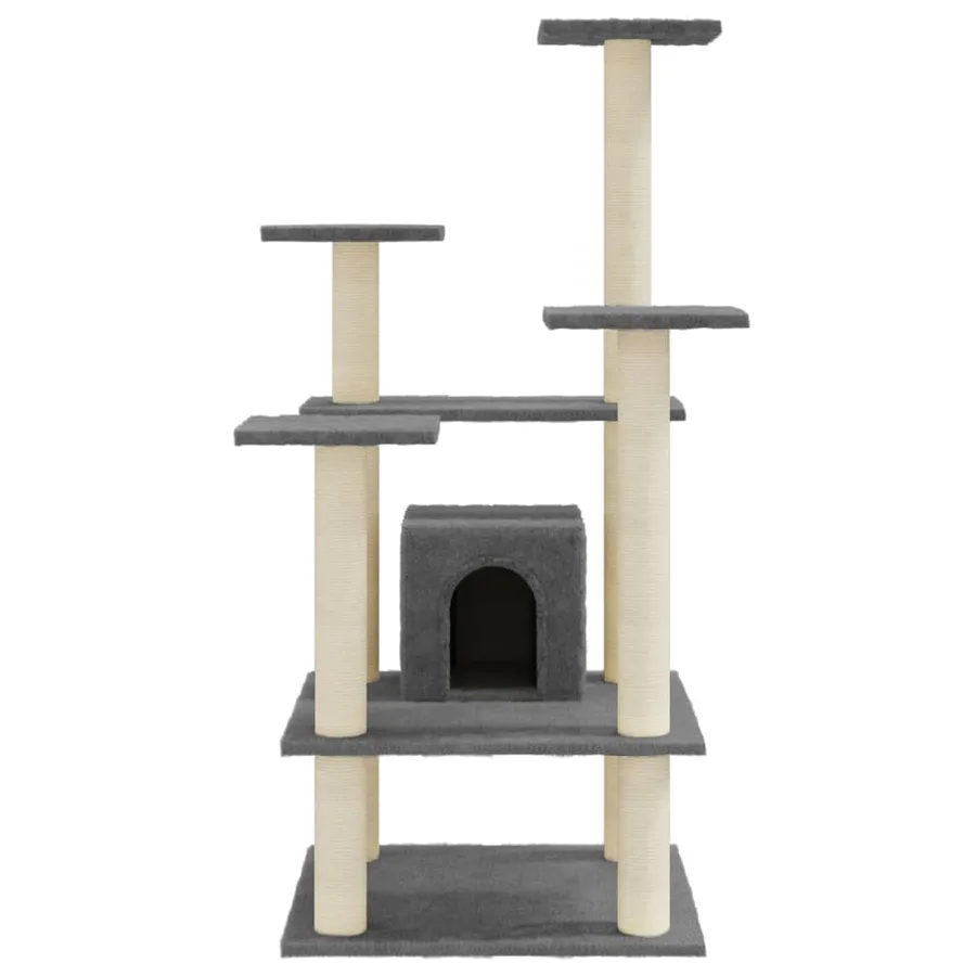 Arbre à chat avec griffoirs en sisal Gris foncé 110 cm - 4