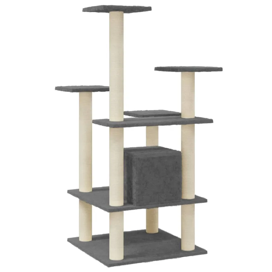 Arbre à chat avec griffoirs en sisal Gris foncé 110 cm - 6