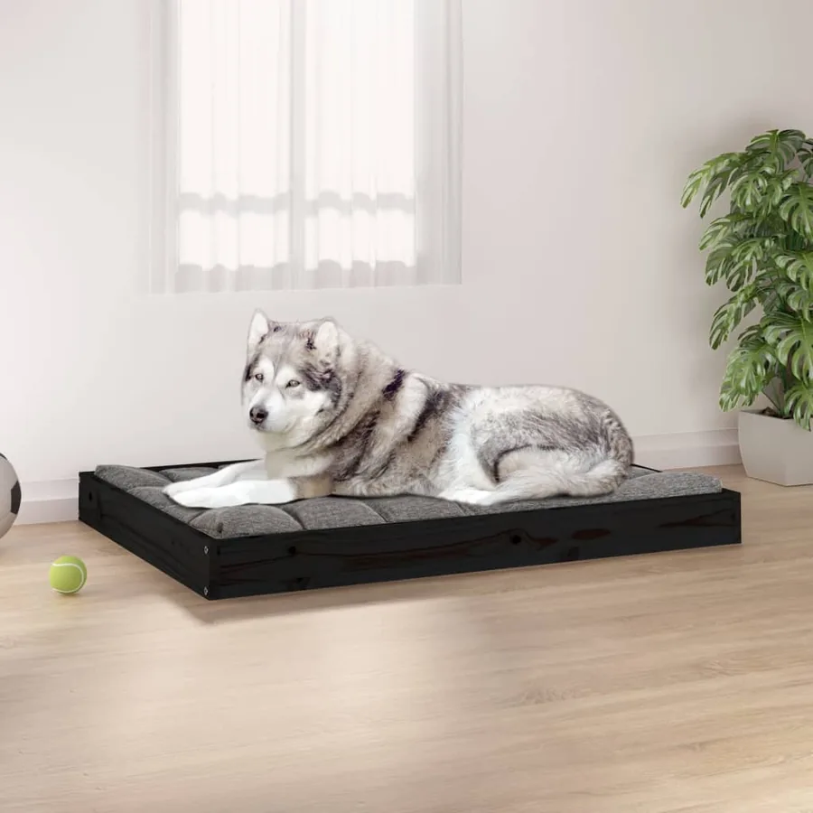 Lit pour chien Noir 101,5x74x9 cm Bois de pin solide