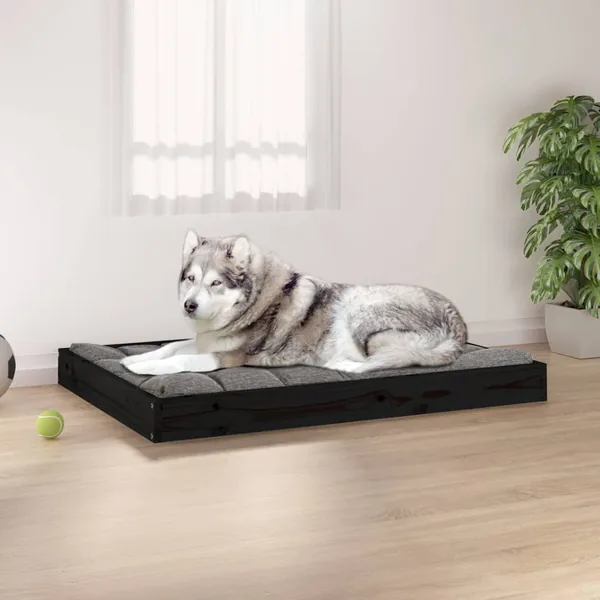 Lit pour chien Noir 101,5x74x9 cm Bois de pin solide