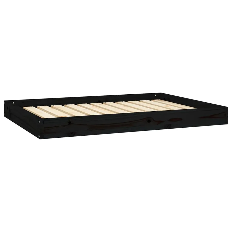 Lit pour chien Noir 101,5x74x9 cm Bois de pin solide - 2