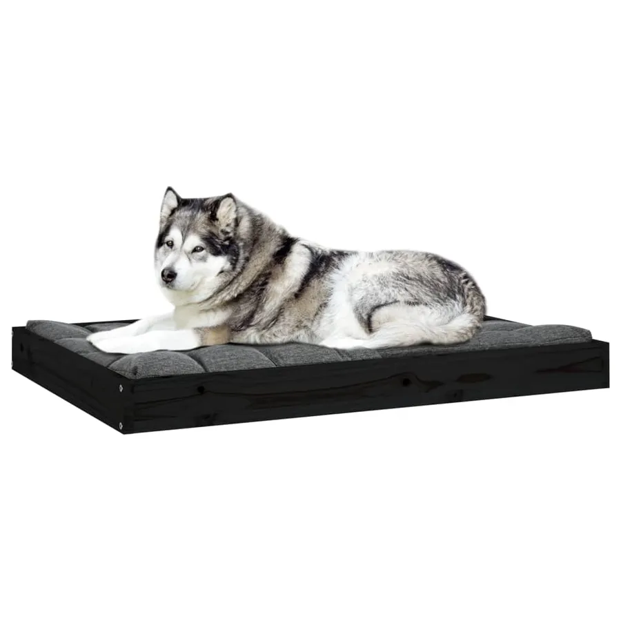 Lit pour chien Noir 101,5x74x9 cm Bois de pin solide - 6