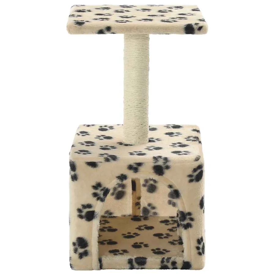 Arbre à chat avec griffoirs en sisal 55 cm Beige Motif de pattes - 4