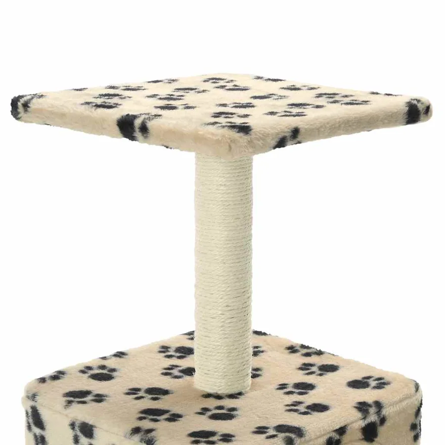 Arbre à chat avec griffoirs en sisal 55 cm Beige Motif de pattes - 5