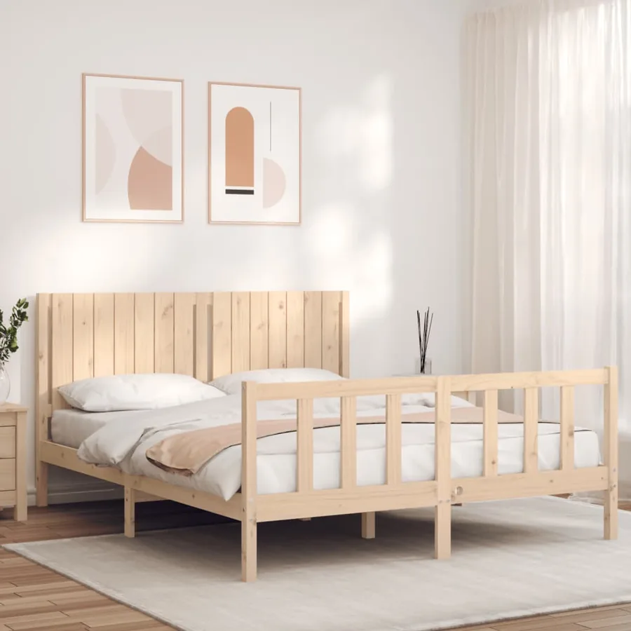 Cadre de lit sans matelas 160x200 cm bois massif de pin