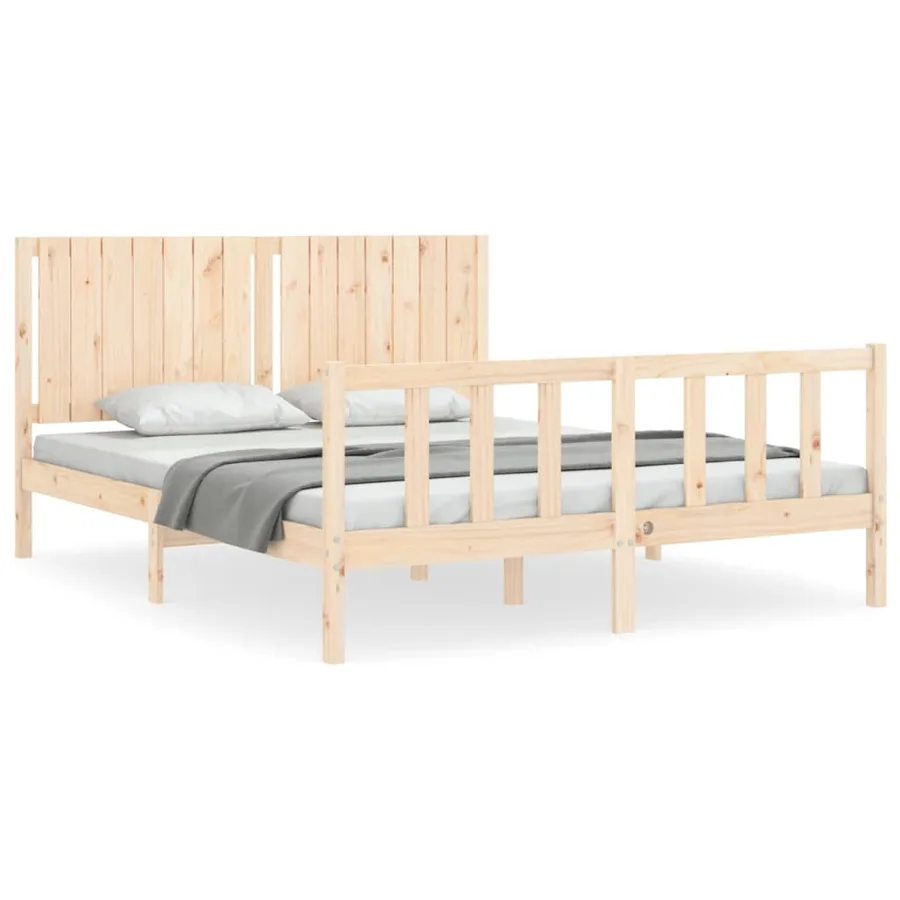 Cadre de lit sans matelas 160x200 cm bois massif de pin - 2