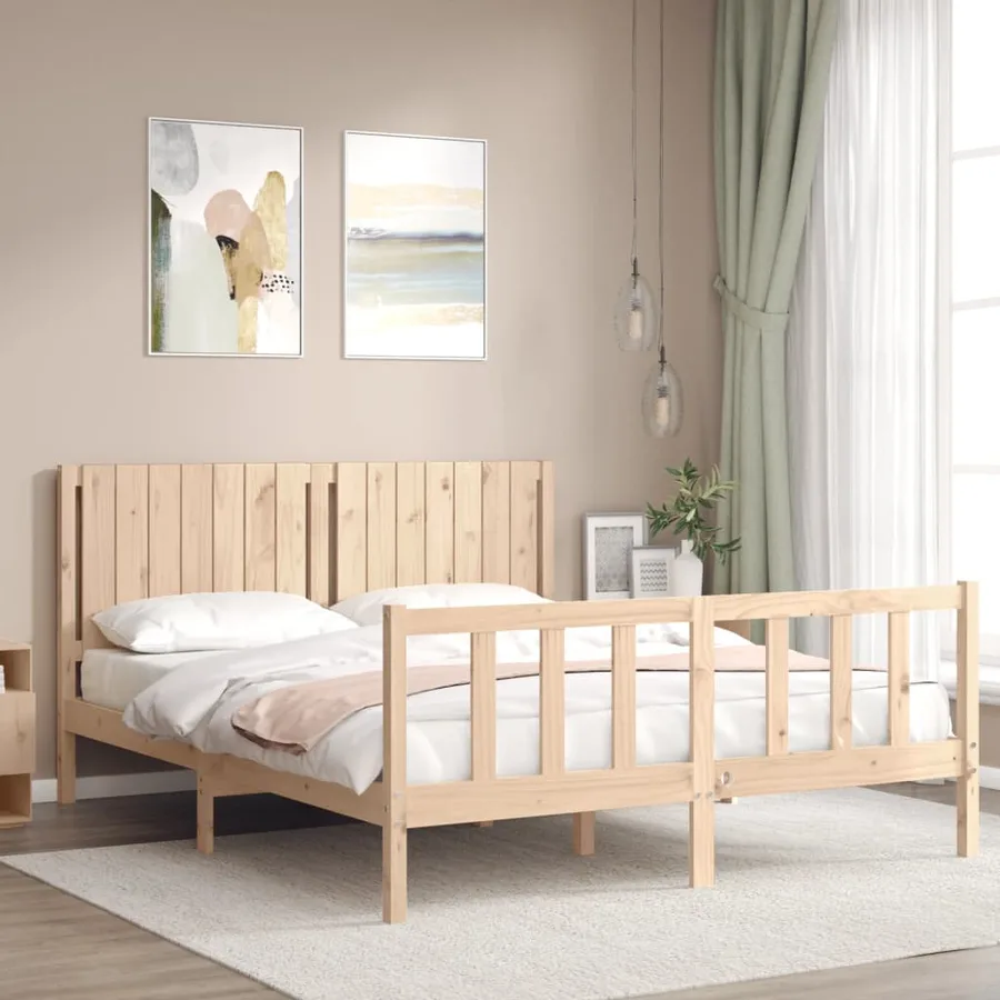 Cadre de lit sans matelas 160x200 cm bois massif de pin - 3