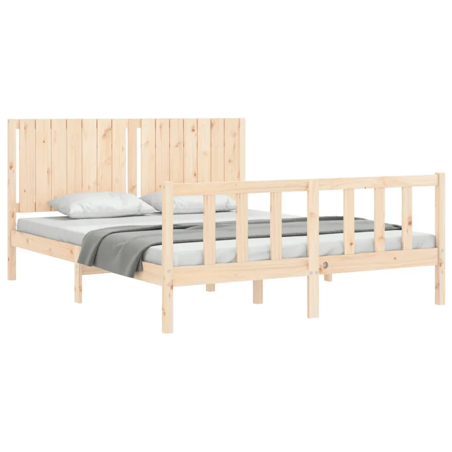 Cadre de lit sans matelas 160x200 cm bois massif de pin - 4