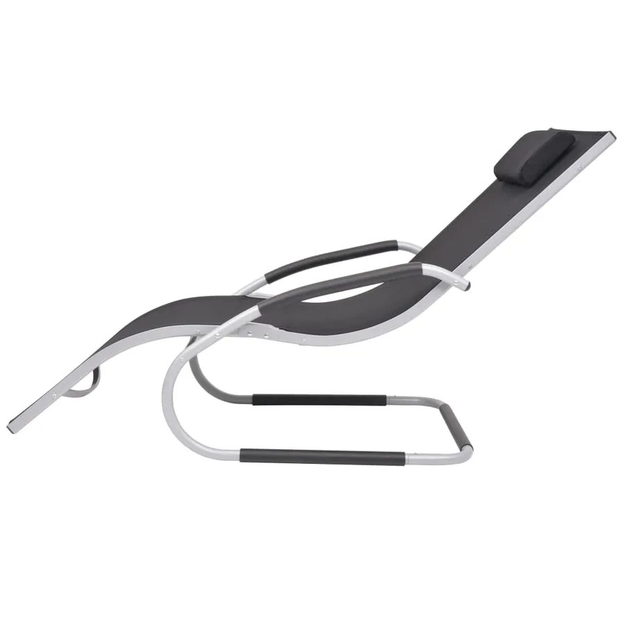 Chaise longue avec oreiller Aluminium et textilène Crème - 11