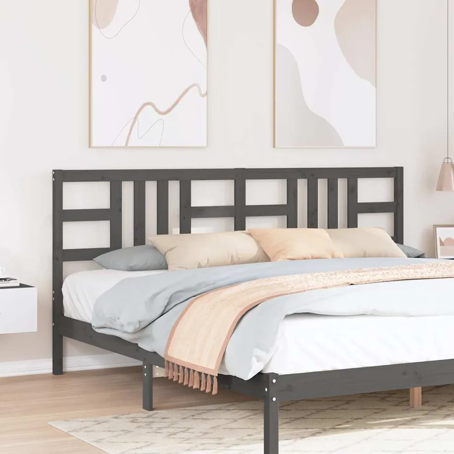 Tête de lit Gris 206x4x100 cm Bois massif de pin