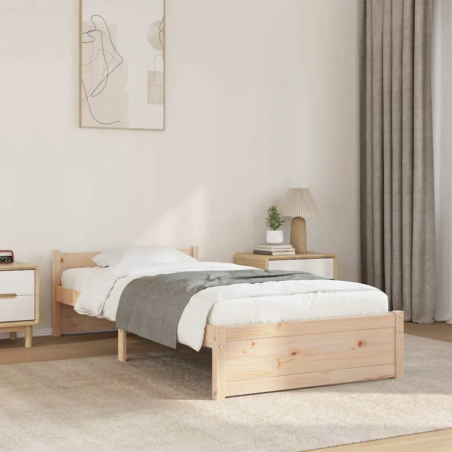 Cadre de lit sans matelas bois massif 75x190 cm